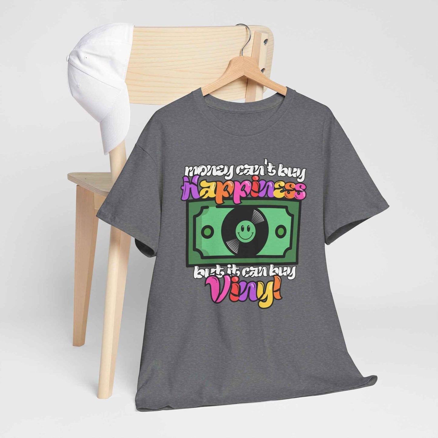 'Money can't buy happiness' Men's Vinyl T-Shirt