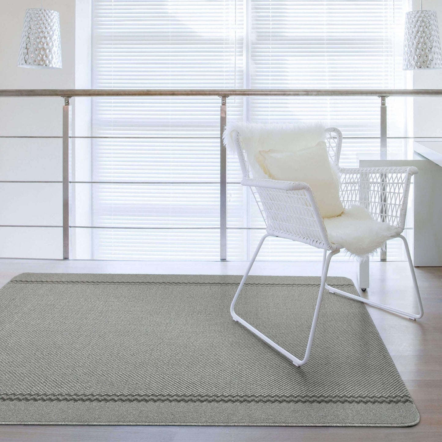 Washable Designer Bordered Grey Rug | 116G