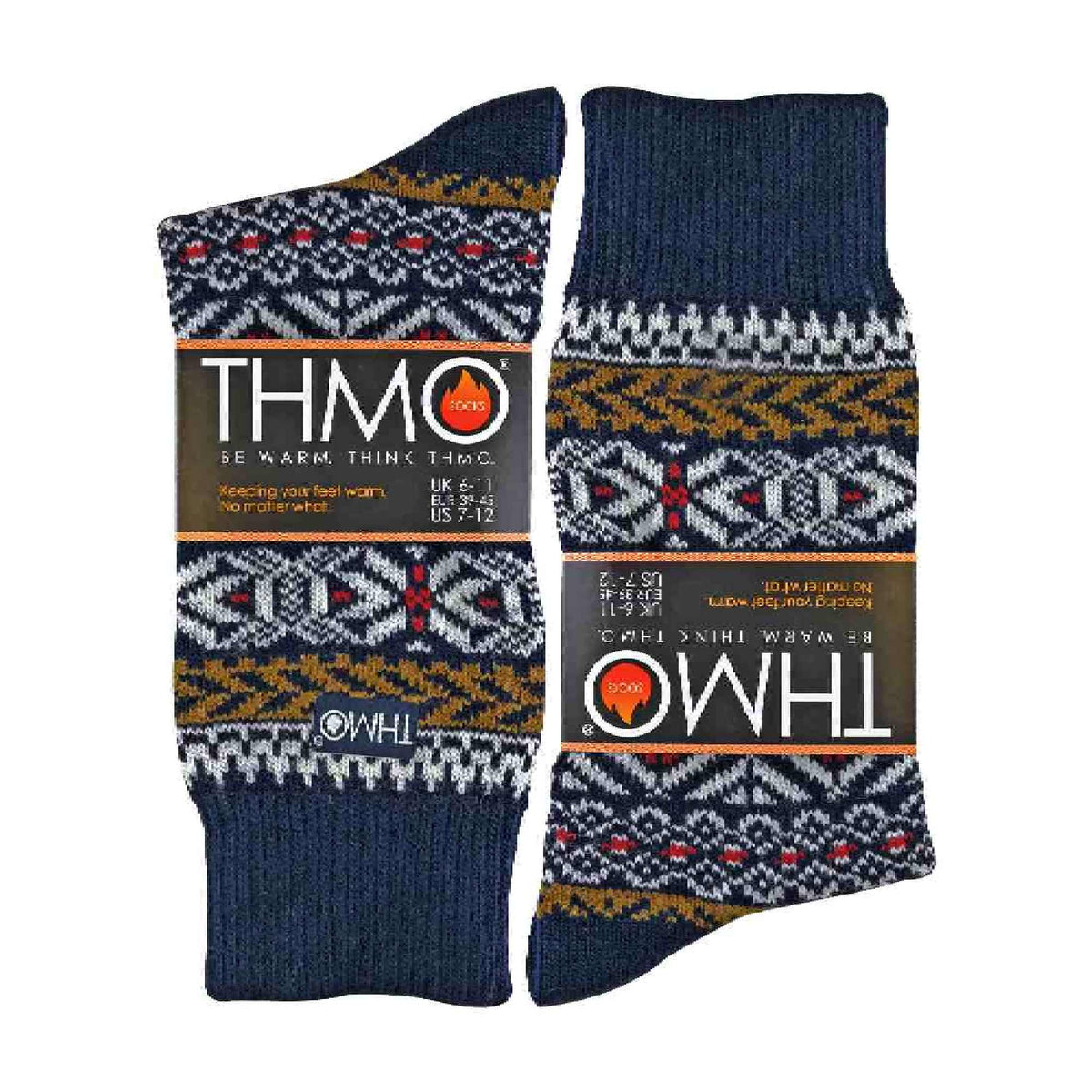 1 Pack Mens Vintage Nordic Thermal Thick Wool Blend Socks