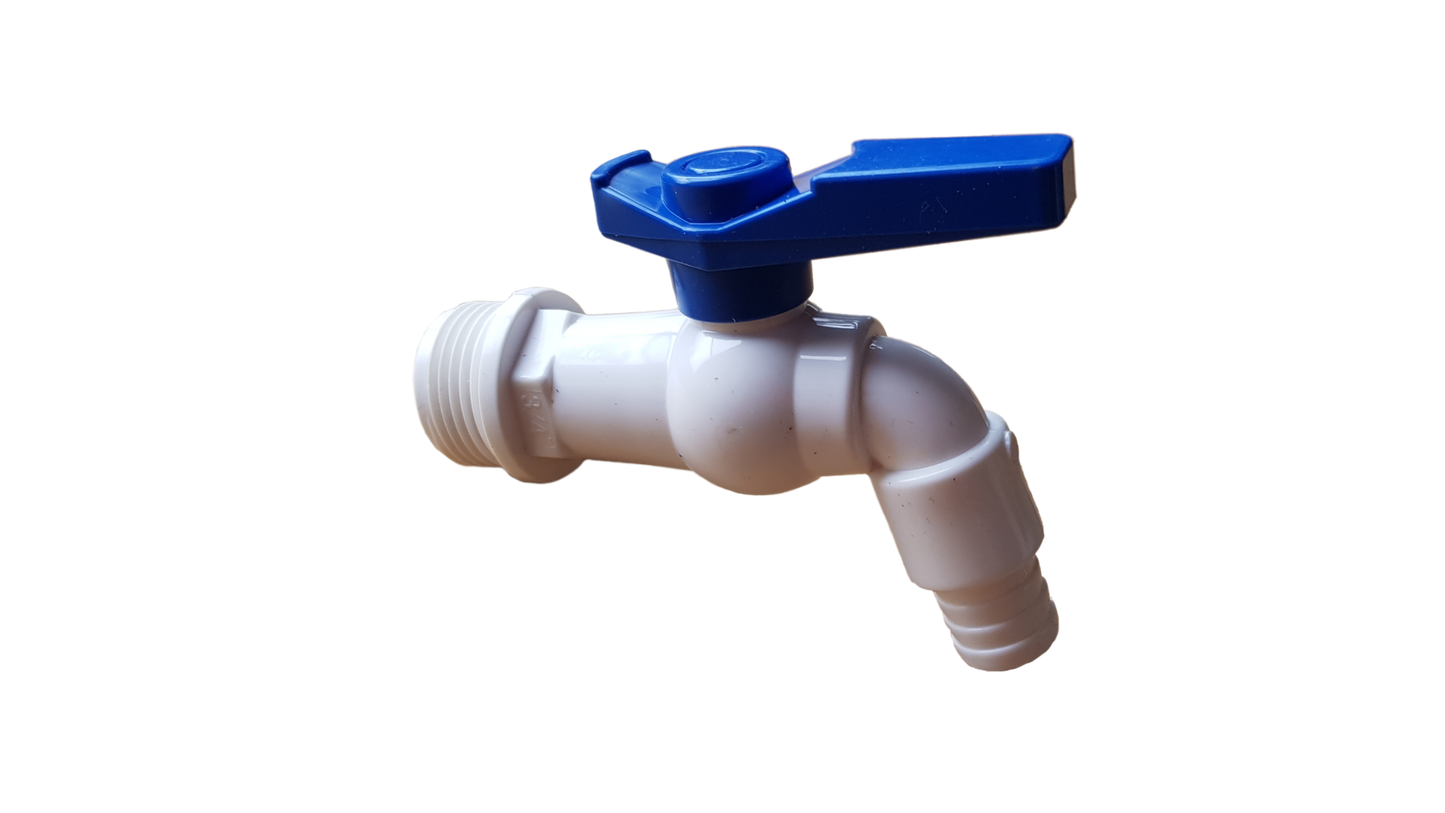 3/4" BSPM Plastic Tap White/Blue