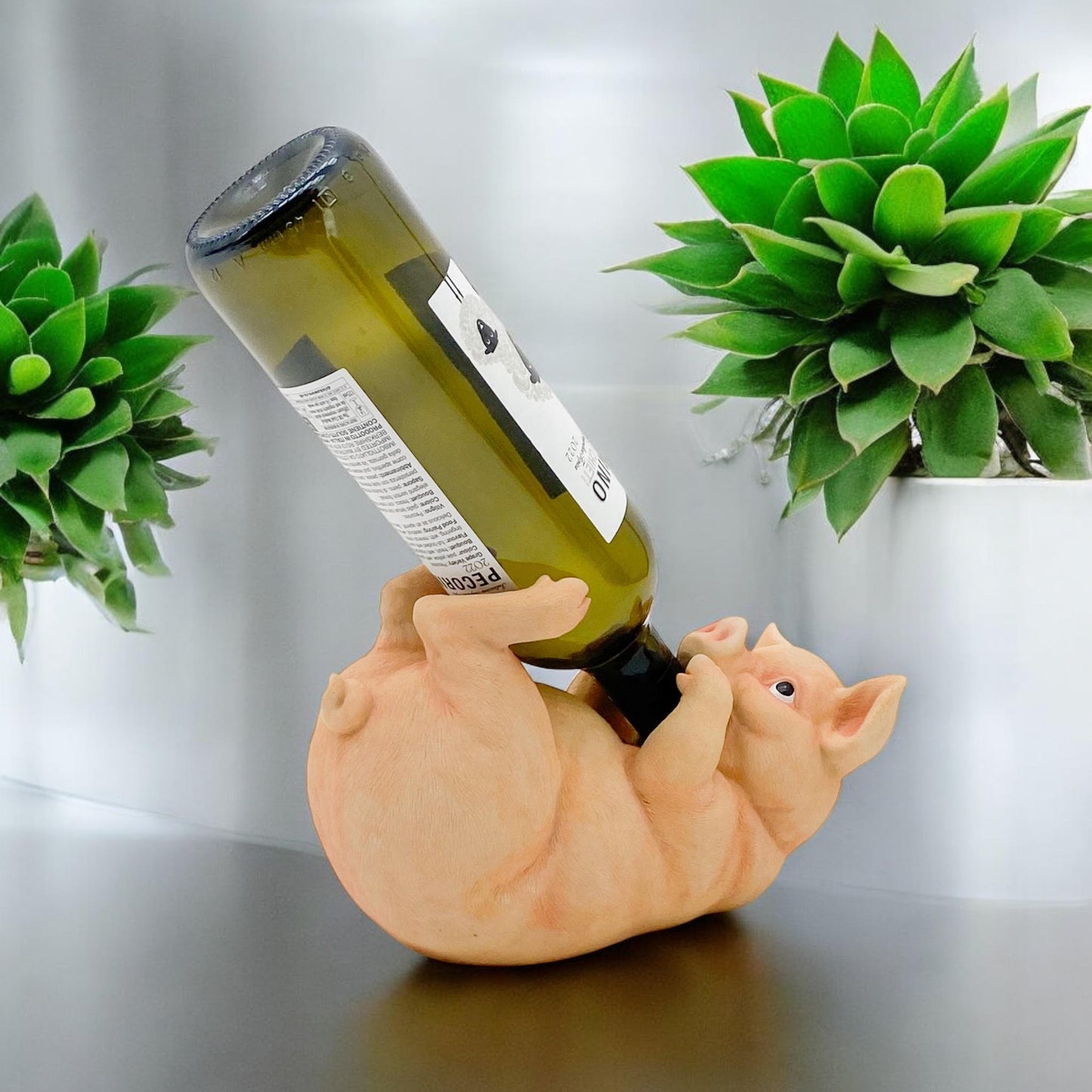 25CM PIG WINE BOTTLE HOLDER