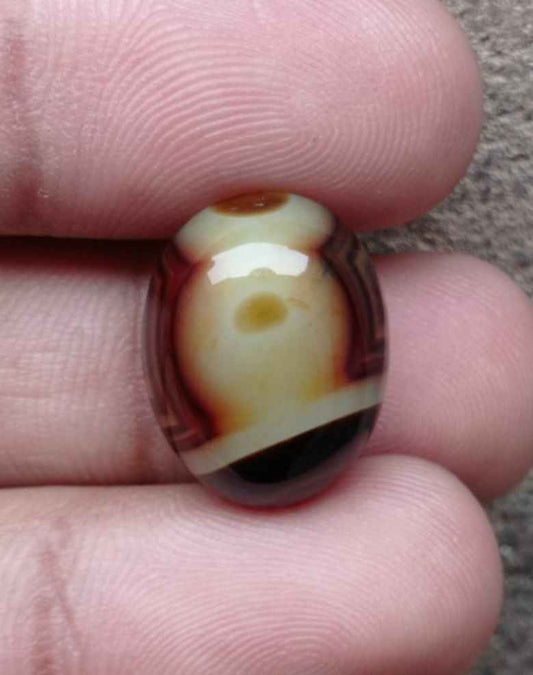 19ct Agate with unique Bands - Sulaimani Aqeeq - 20x15x9mm