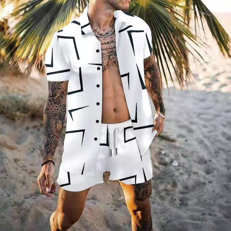 Shirt Geometric Print Black Trend Suit
