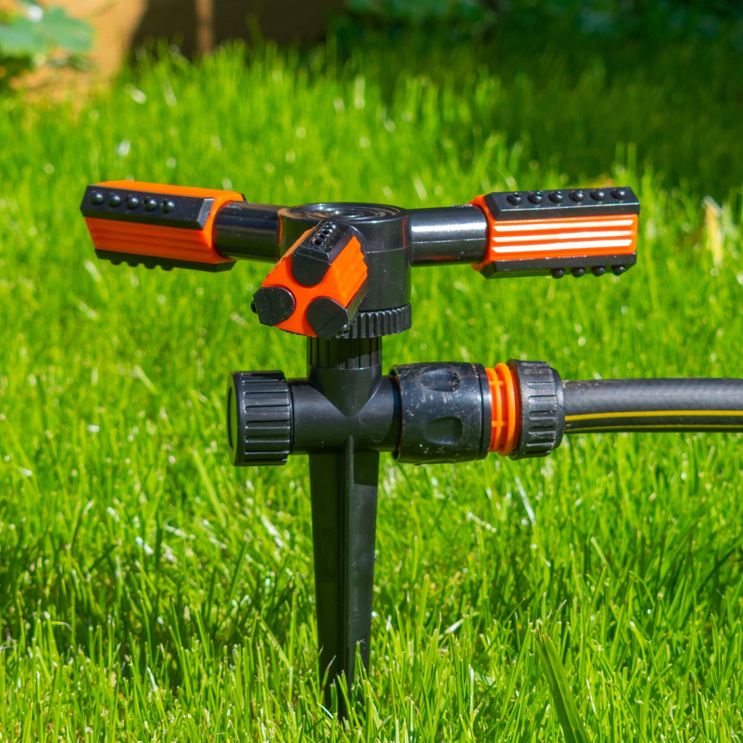 3 Arm Rotary Lawn Sprinkler on Spike - Eco Line Garden Hose Pipe Garden Watering