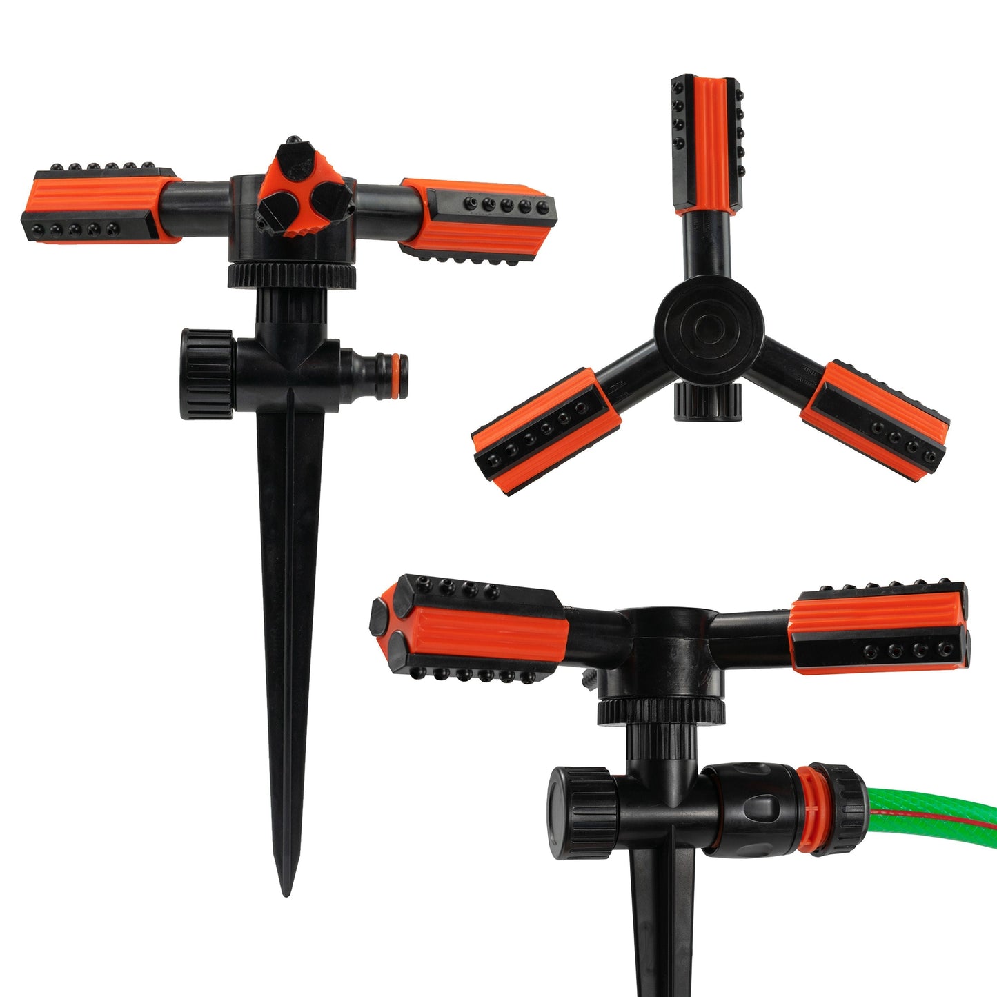 3 Arm Rotary Lawn Sprinkler on Spike - Eco Line Garden Hose Pipe Garden Watering