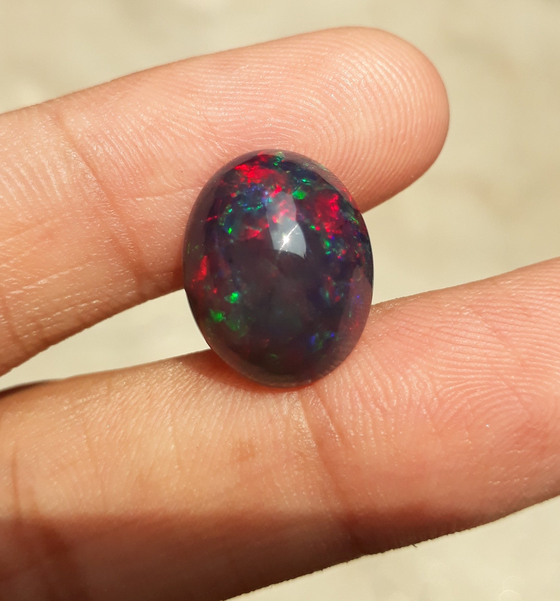 7.5ct Opal for Sale - Black Fire Opal - October Birthstone - 16x13mm