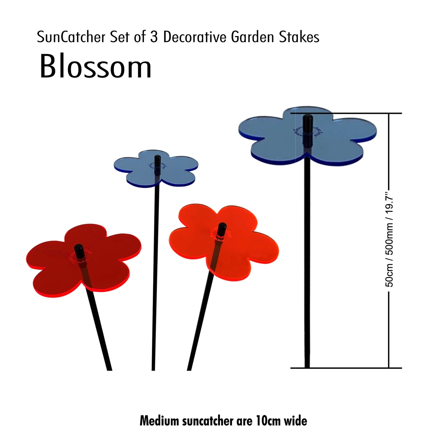 Garden Décor Ornaments Set of 3 'Blossoms'