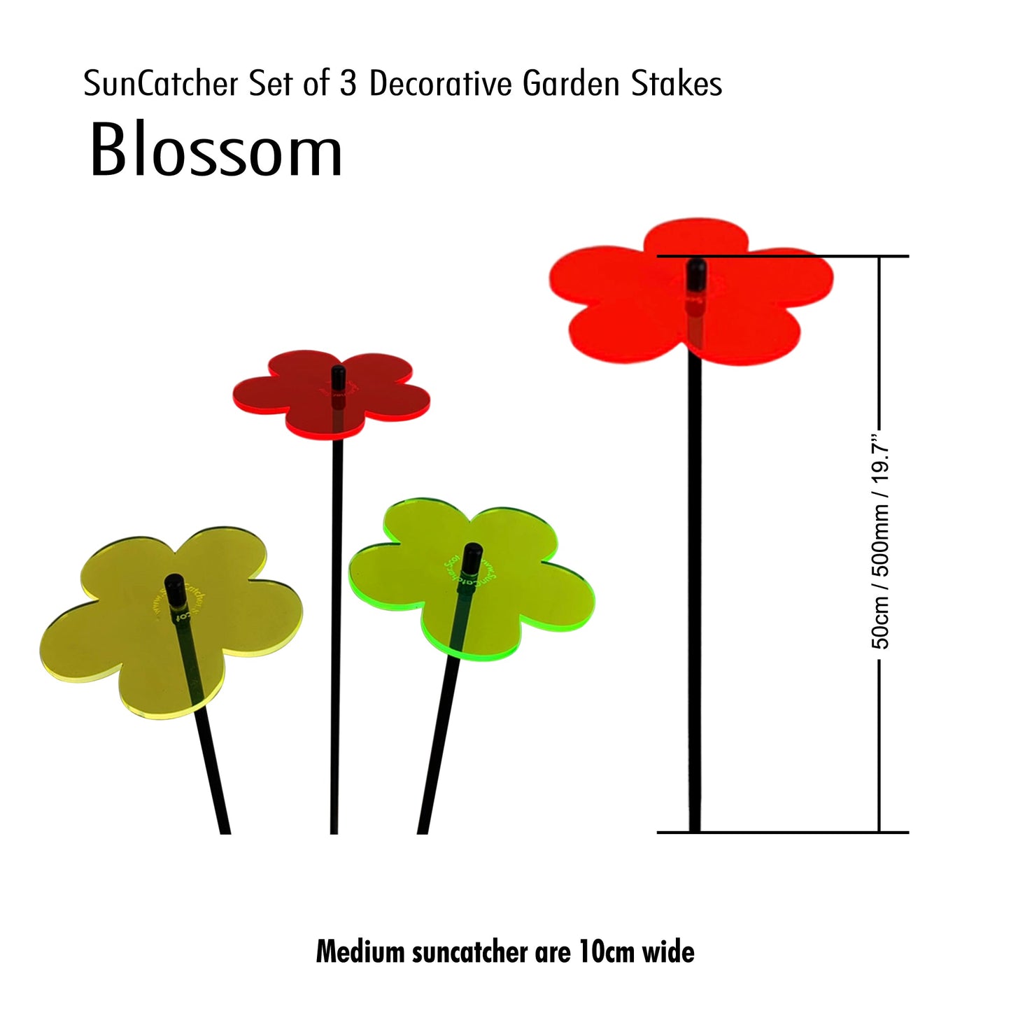 Garden Décor Ornaments Set of 3 'Blossoms'