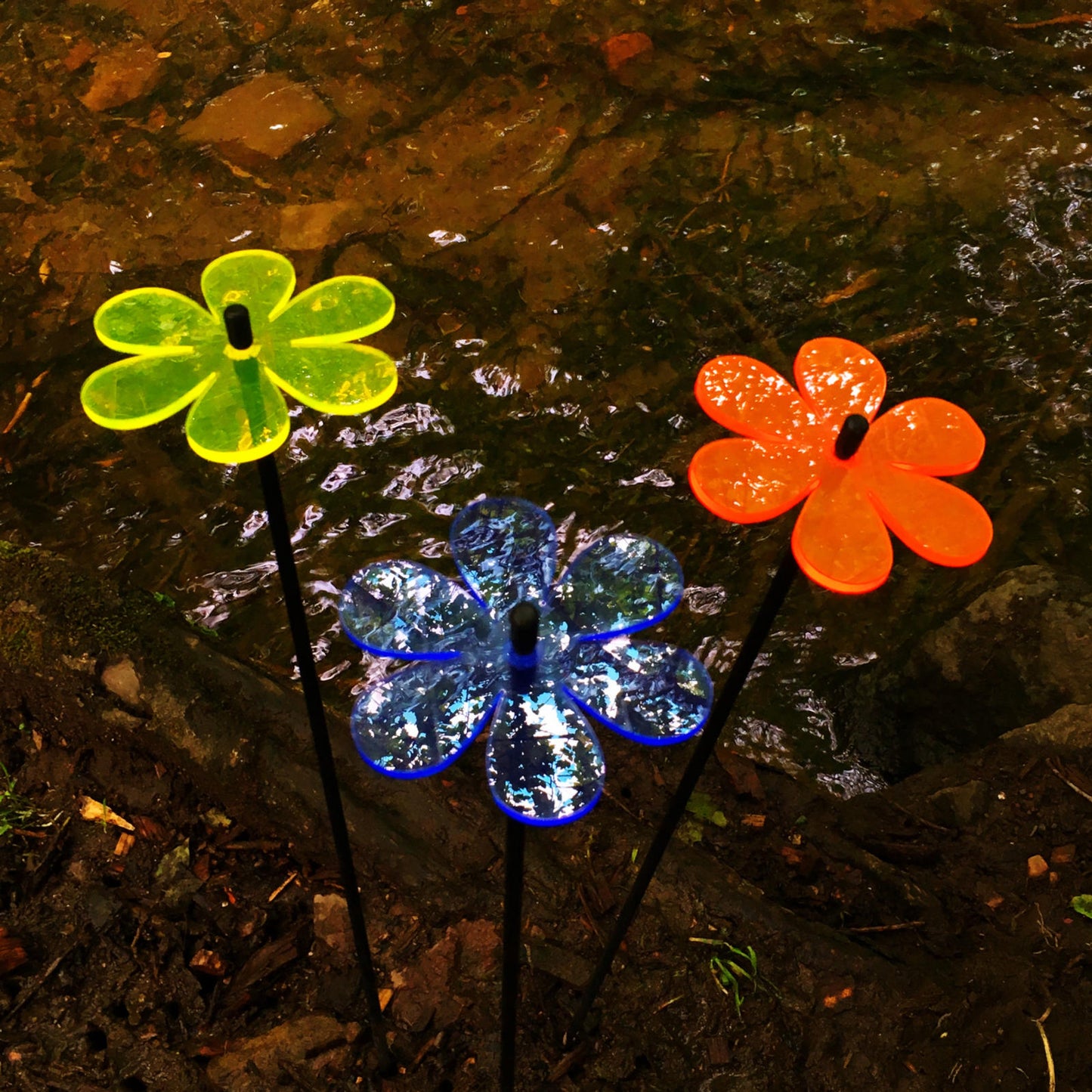 Garden Décor Ornaments Set of 3 'Daisies'