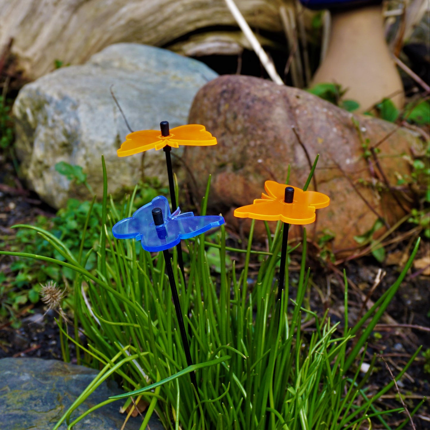 Small Garden Décor Ornaments Set of 3 'Gatekeeper Butterfly'