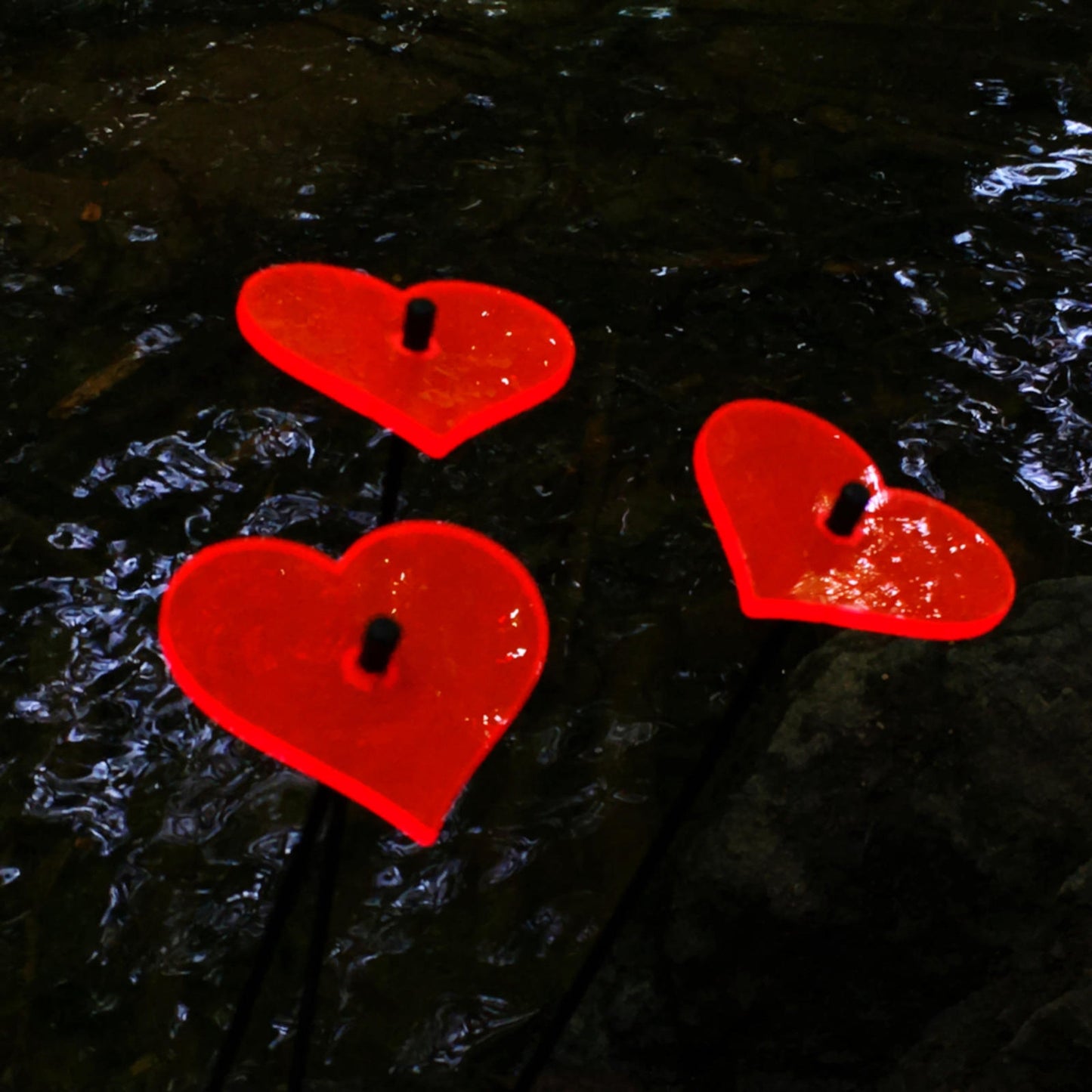 Small Garden Décor Ornaments Set of 3 'Heart'