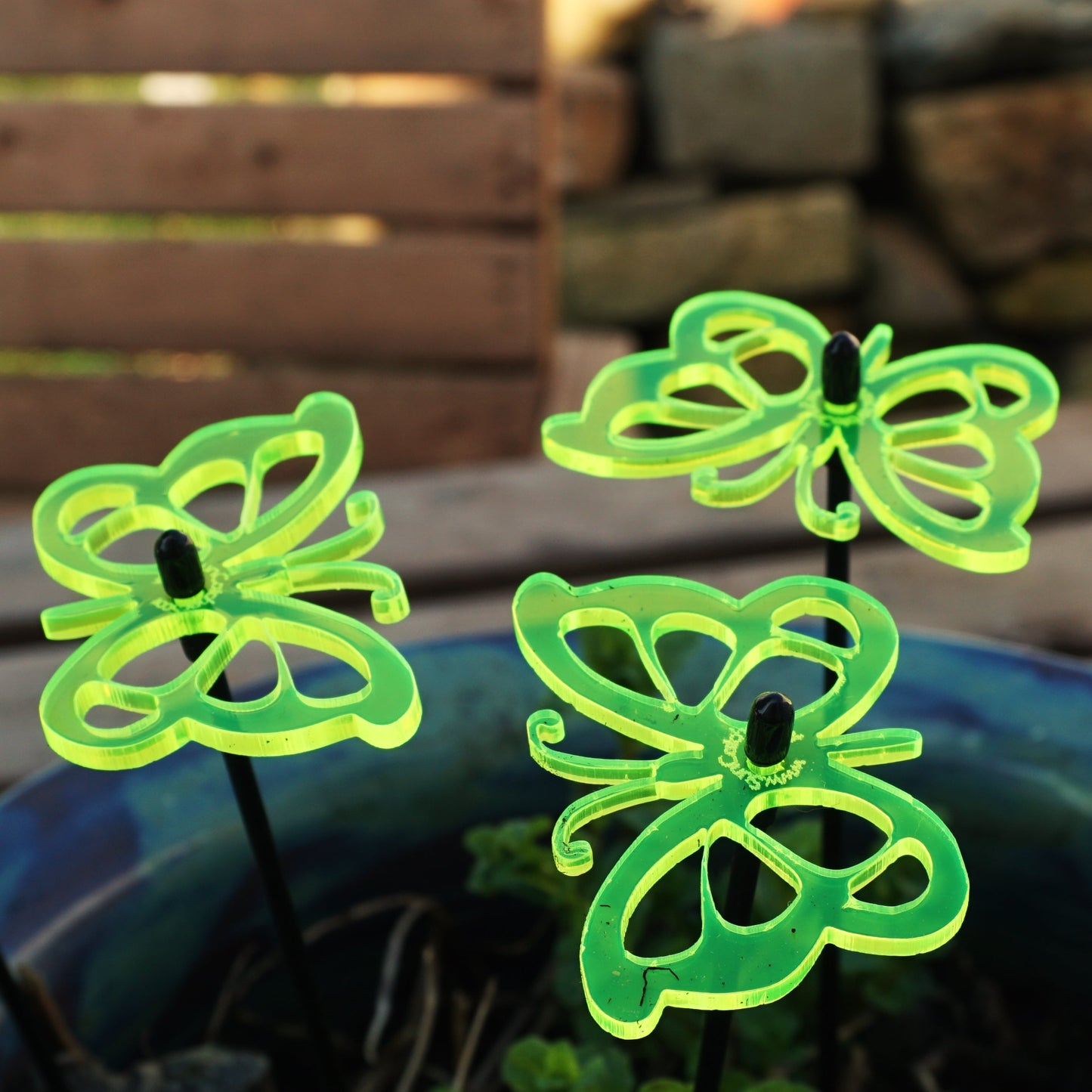 Small Garden Décor Ornaments Set of 3 'Comma Butterfly'