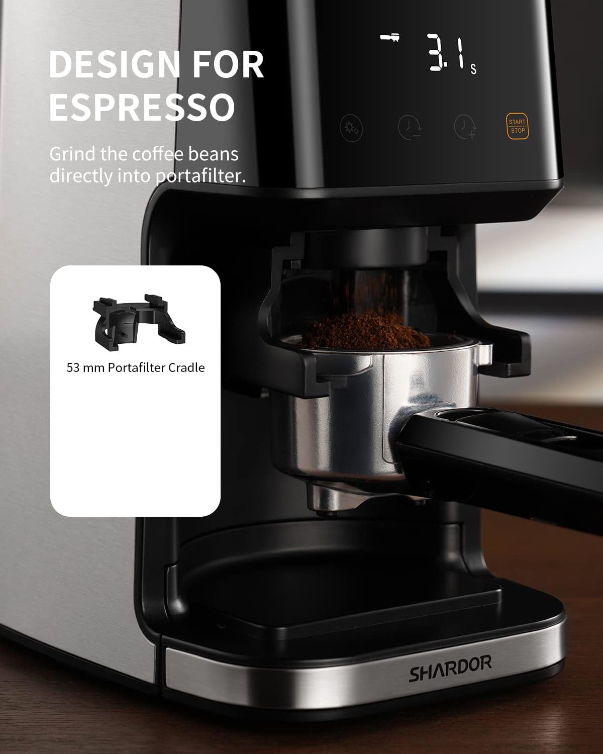 Conical Burr Coffee Grinder Electric Espresso 51 Settings Timer SHARDOR