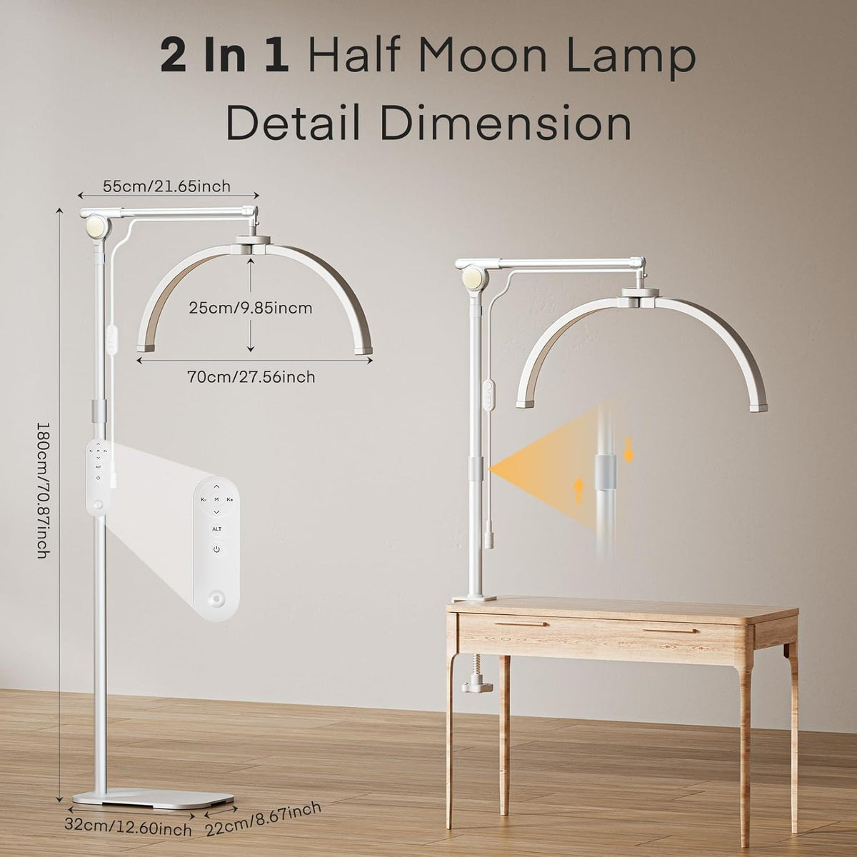 Lash Light 2 in 1 Foldable 180cm Phone Holder Desk Clip 3 Modes Lamp Lmaqfum