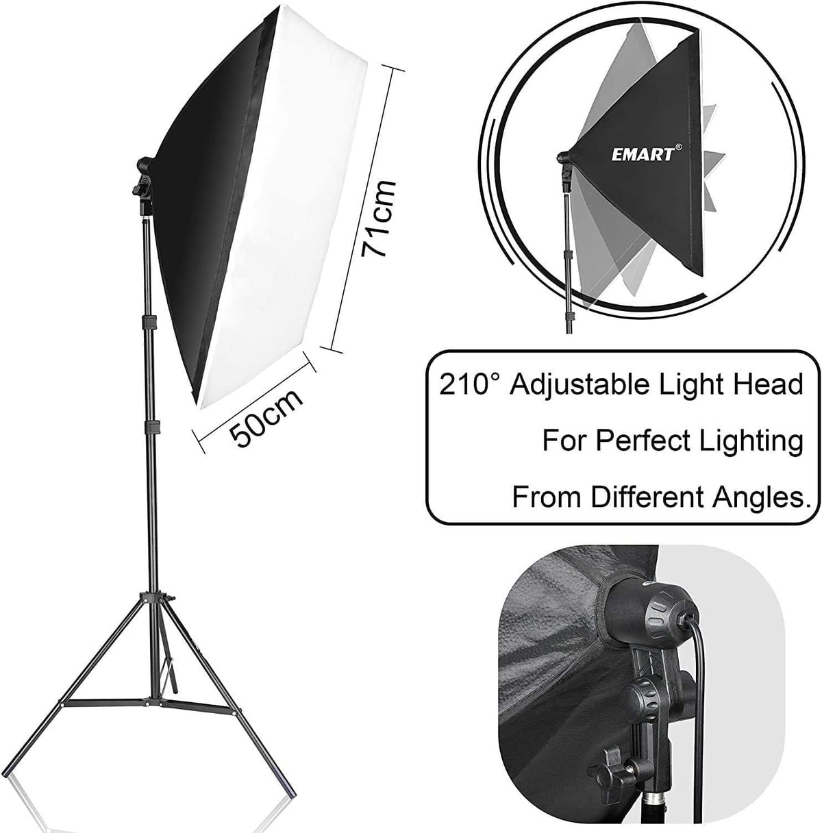Softbox Lighting Kit 20''x 28'' 50W LED Bulbs for Photo and Video - 1 Pack EMART
