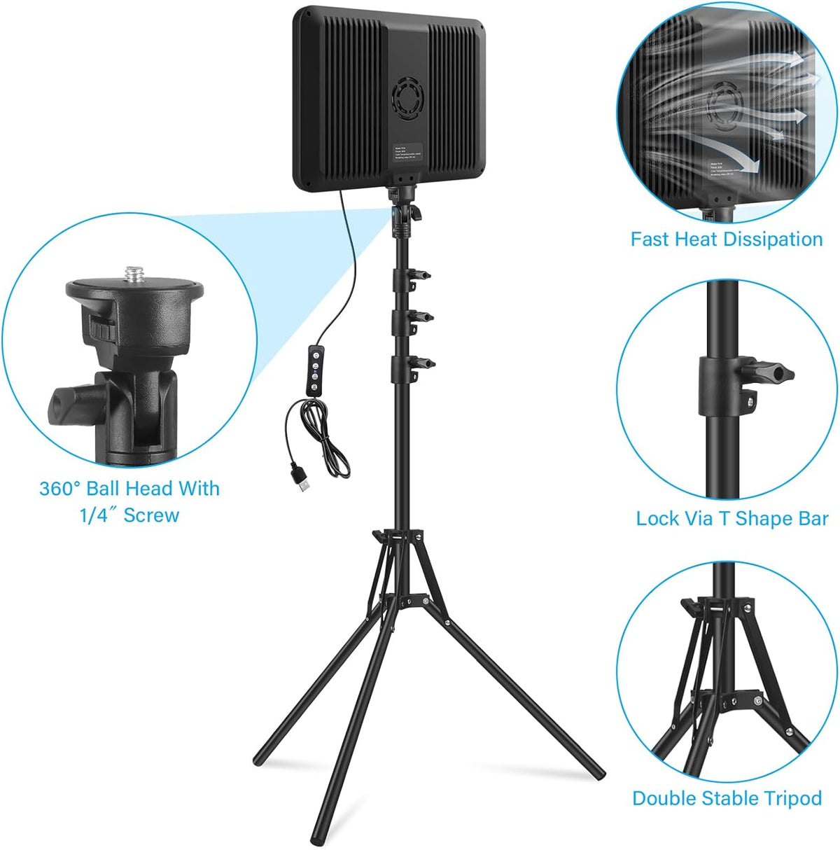 3 Pack LED Video Light with 70 Inch Tripod Stand 2500-8500K Photography Obeamiu