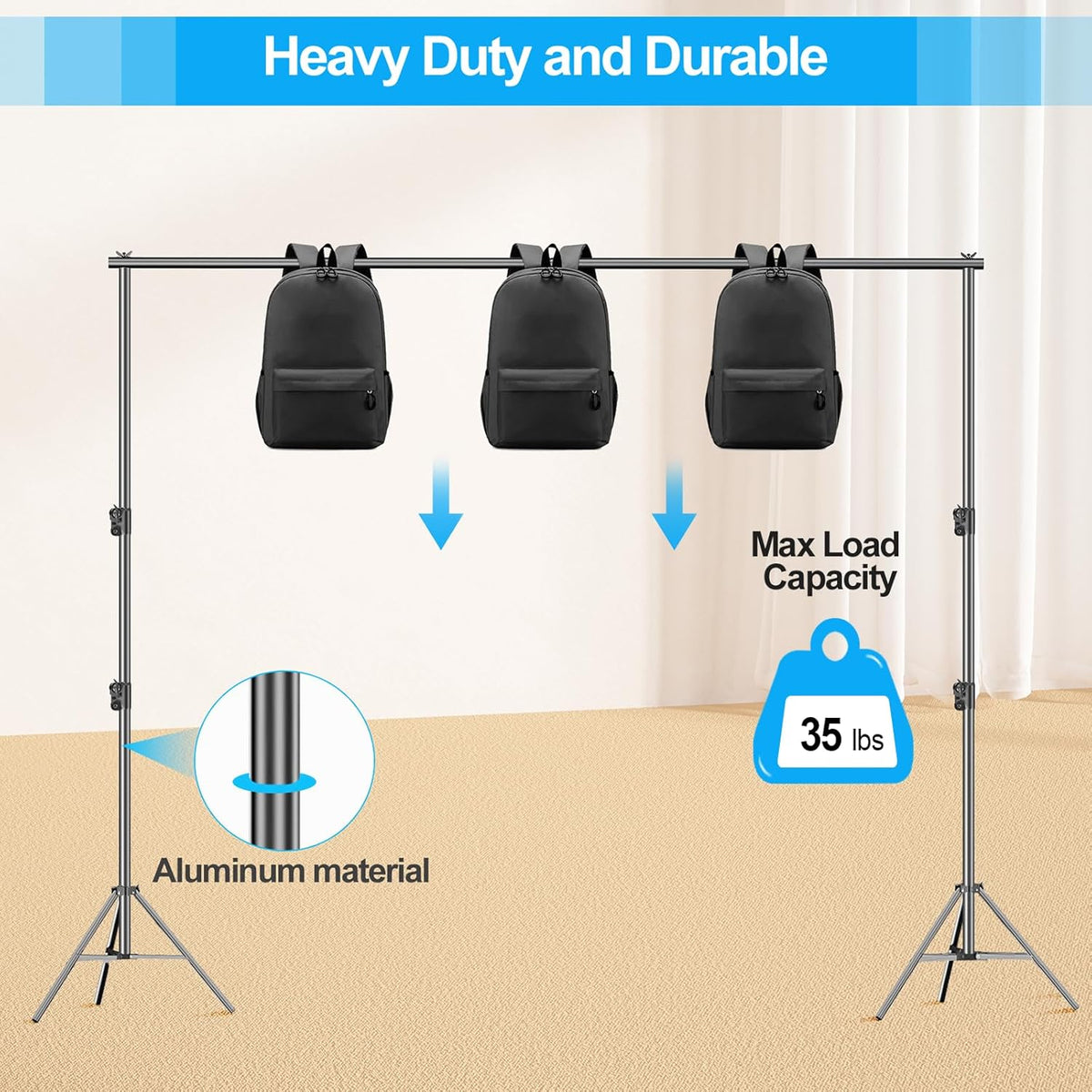 Backdrop Stand Kit 3x3.6m Large Adjustable Photography Frame for Studio EMART