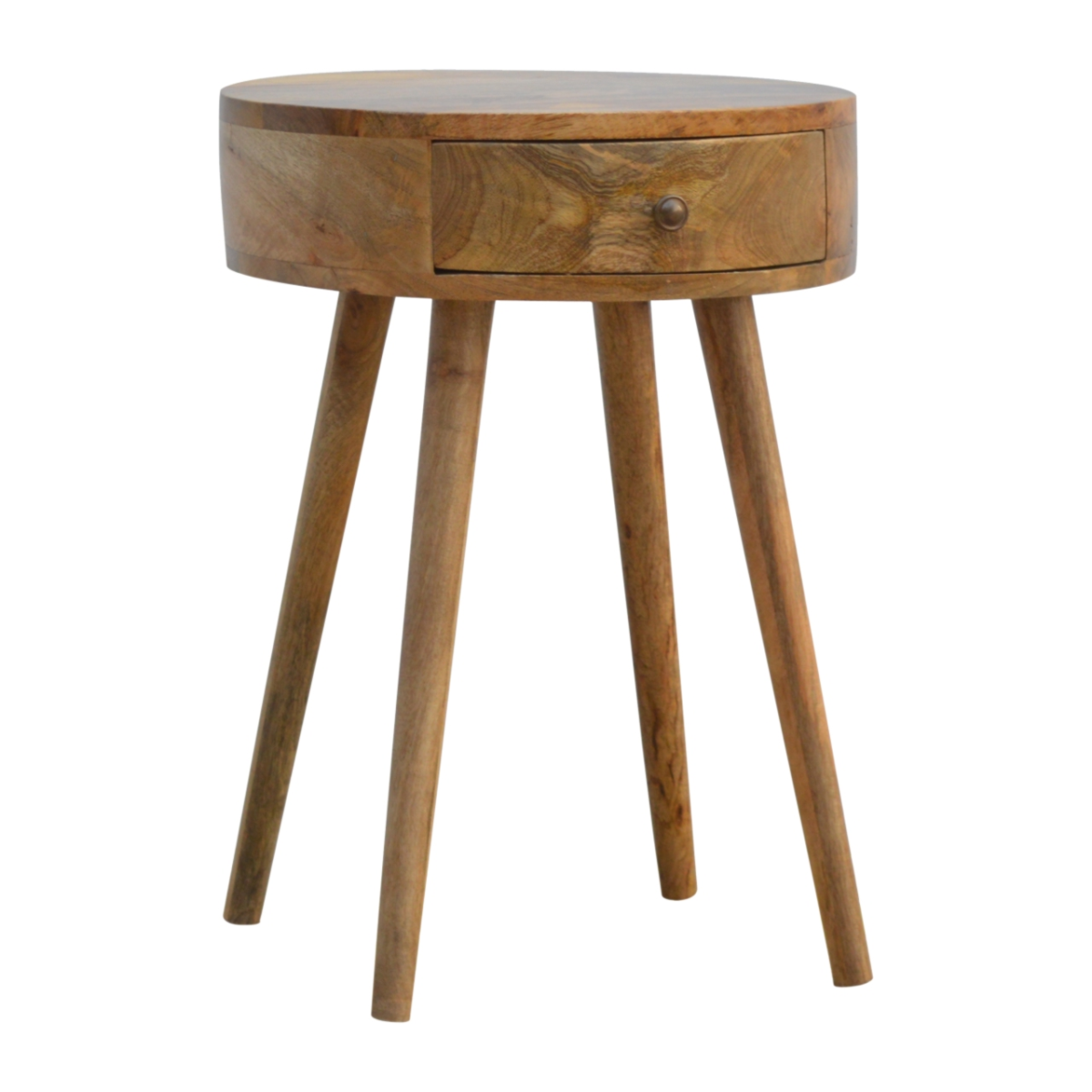 Artisan Furniture Solid Wood Nordic Circular Shaped Bedside