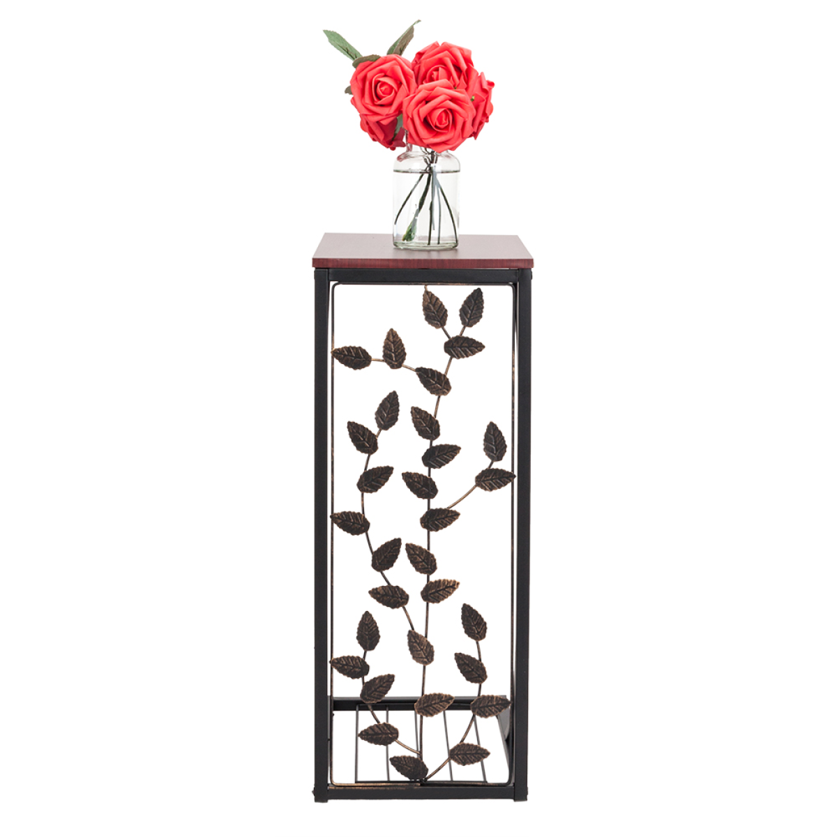 54*30.5*21CM Leaf Pattern Iron Side Table Coffee Table Brown