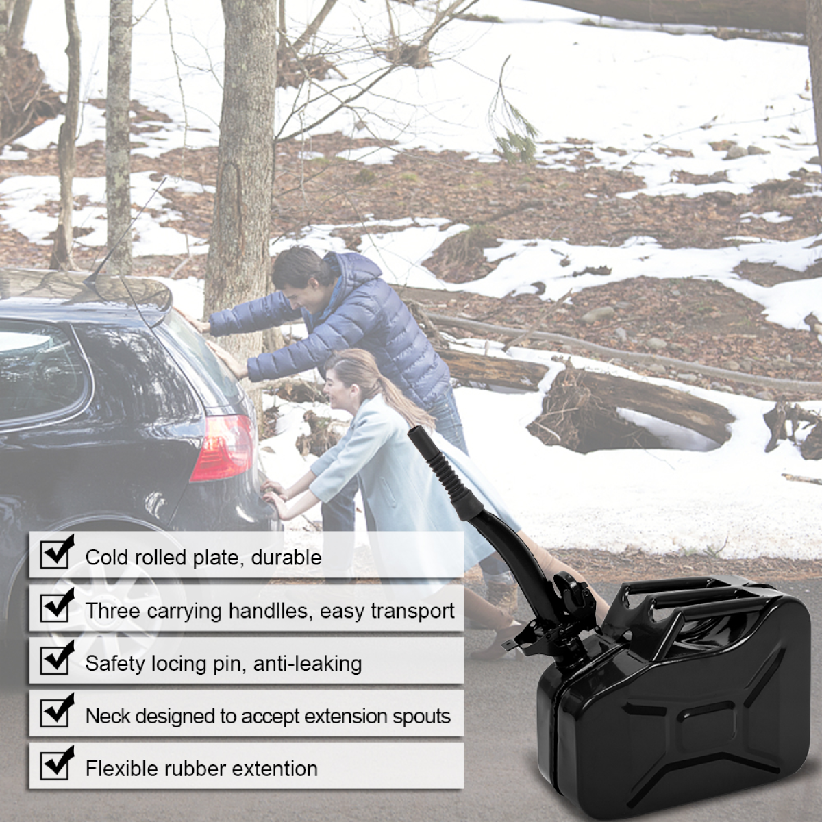 1PC 10L Black Iron Oil Can with 0.8mm Spout, Heavy-Duty Metal Lubricant Dispenser