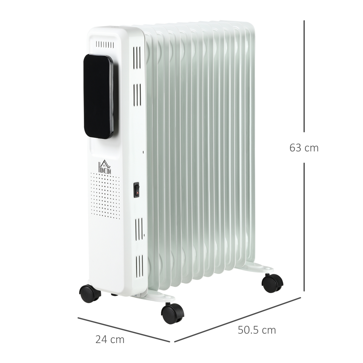 2720W Oil Filled Radiator 11 Fin 24Hrs Timer Safety Cut off Remote White