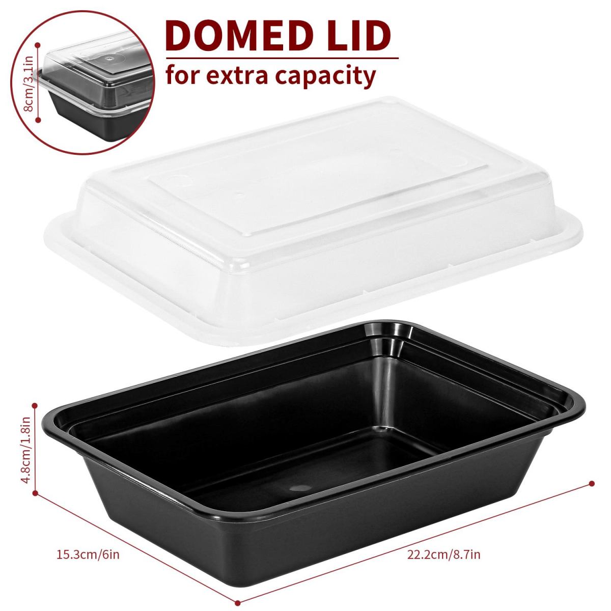 VINSANI 10pk 1 COMPARTMENT MEAL PREP CONTAINERS 1010423