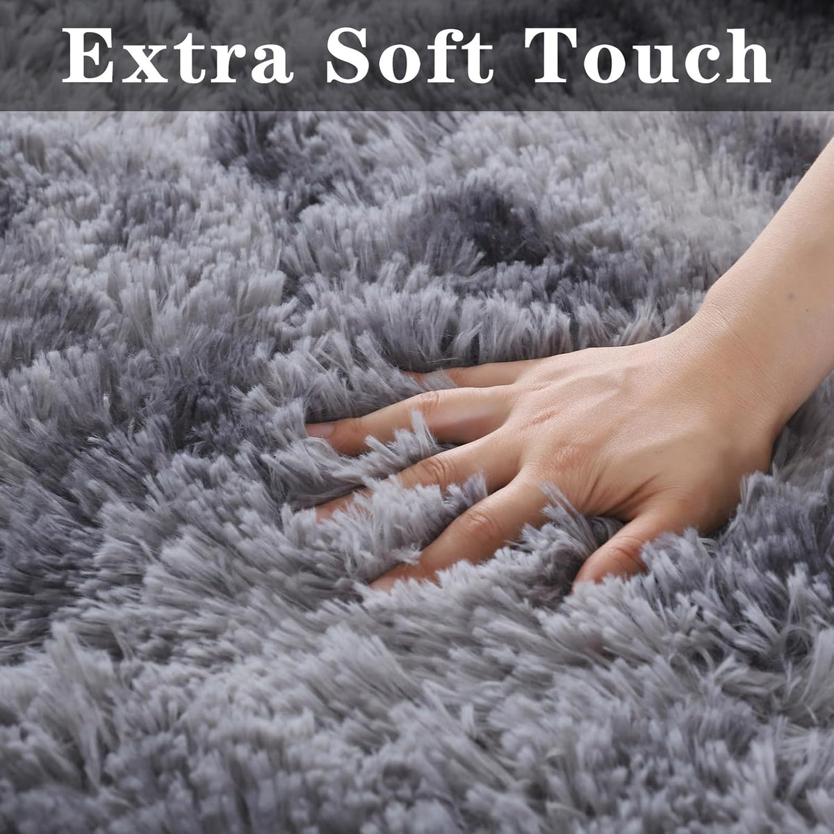 Round Shaggy Rug 120cm Grey Fluffy Faux Fur Soft Bedroom Carpet Dark Grey