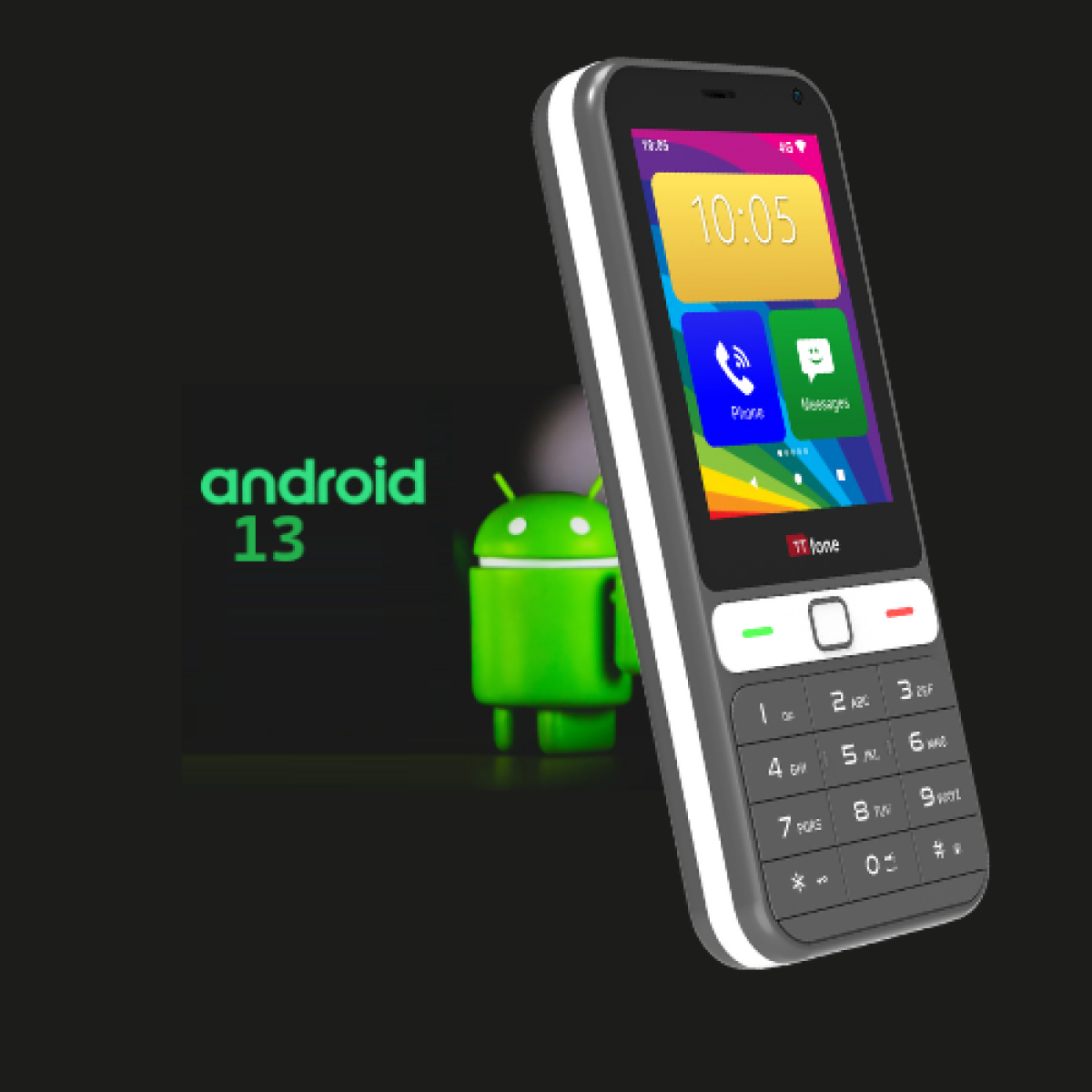 TTfone TT280  Simple 4G Dual SIM Bar Phone with Android, 2.8" Touchscreen, Keypad, 2MP Camera, USB-C - Easy to Use Unlocked Mobile (with Mains Charger)