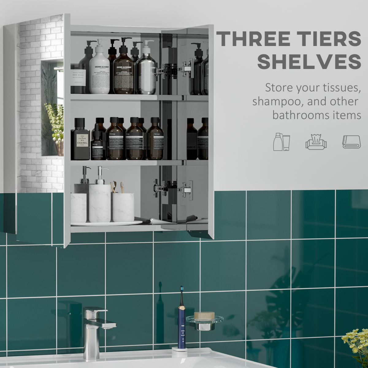 Bathroom Cabinet with Mirror ( Amazon Shipping)（Prohibited by WalMart）