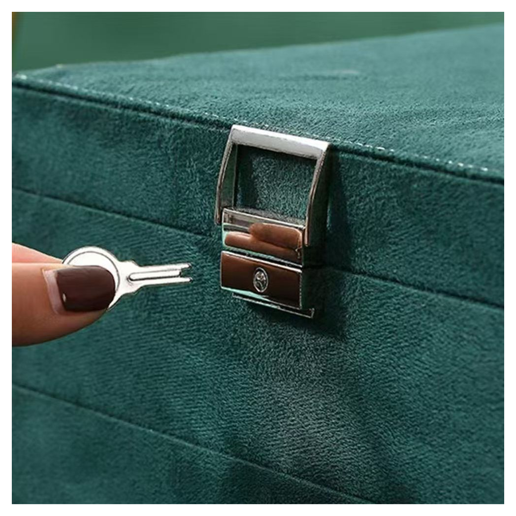 1pc Green 3-Layers Jewelry Box, Large PU Leather Finish Storage Drawer Cabinet, Jewelry, Earrings, Necklace, Bracelet, Ring, Ornaments, Adorn Article, Small Item Organizer Box Art Supplies