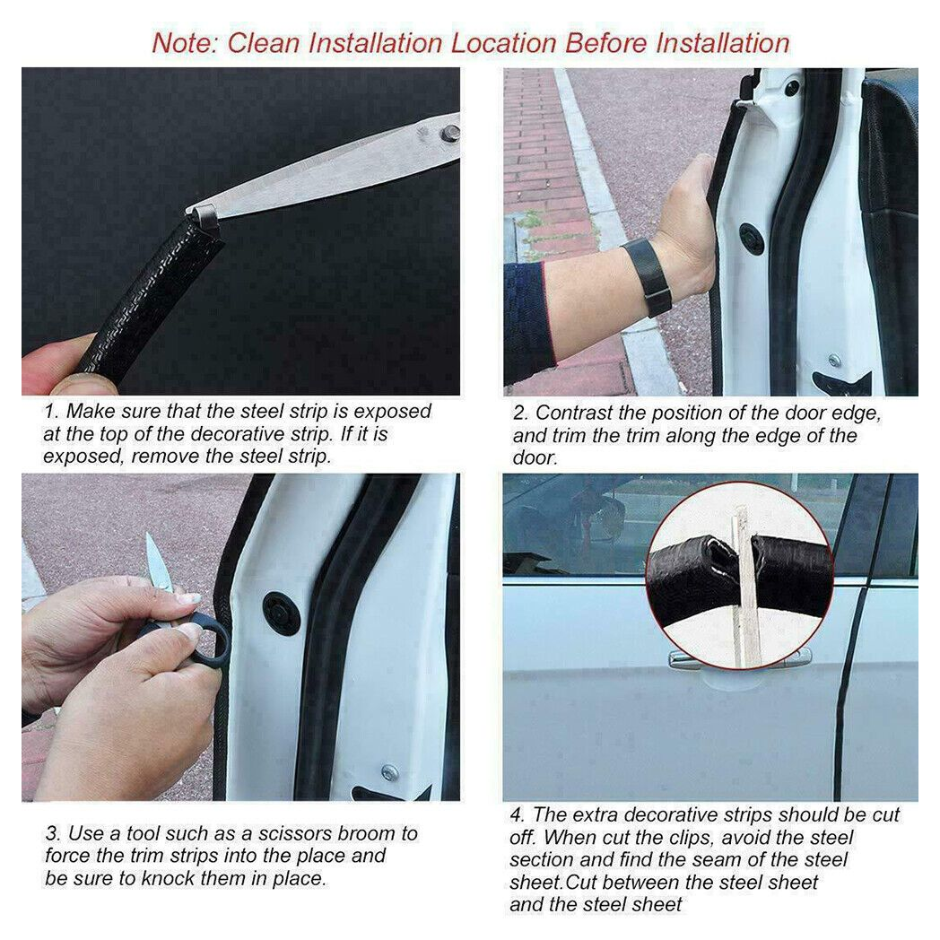 12M Car Door Boot Edge Protector Strip Trim U Shape Guard Seal Rubber Black UK