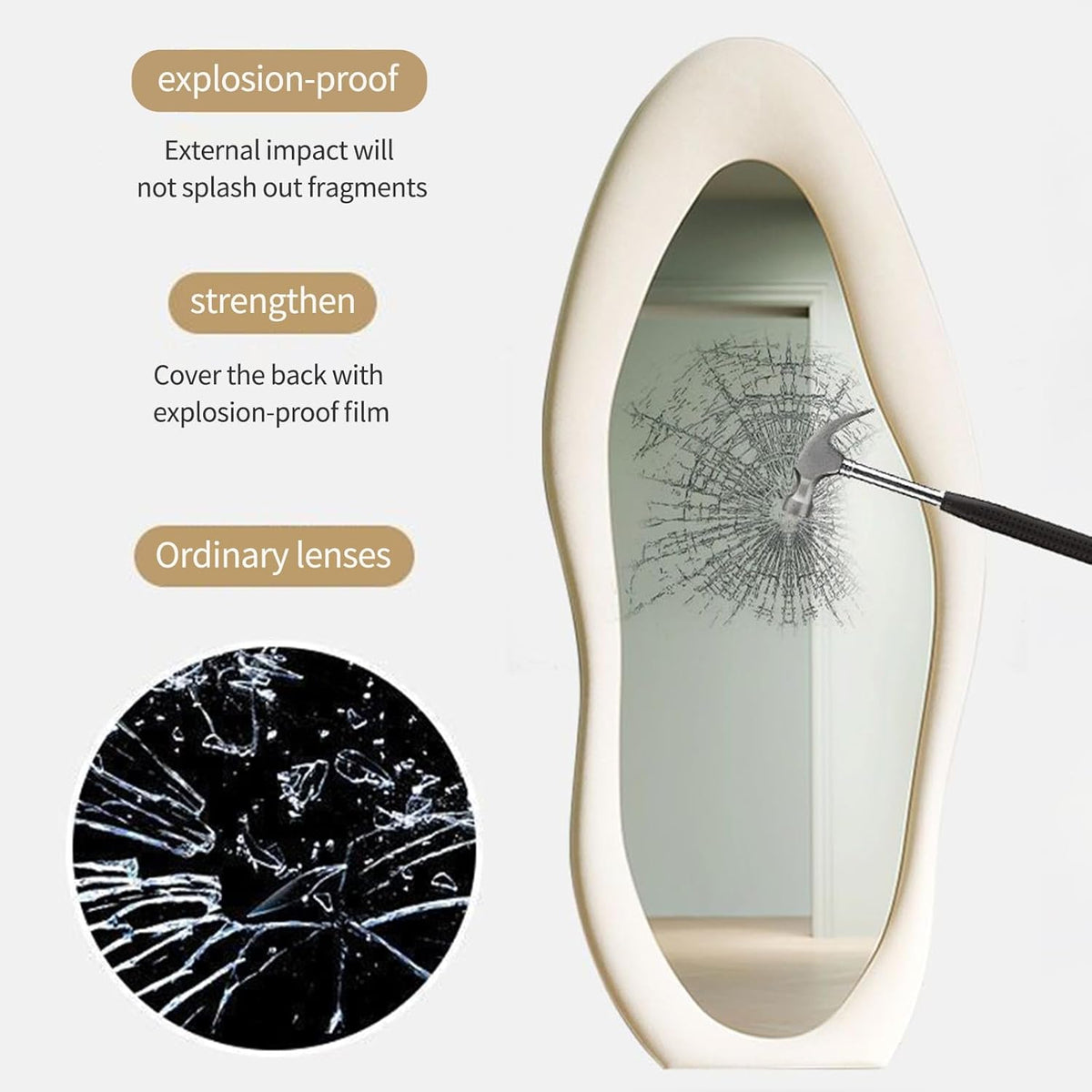 Asymmetrical Wavy Full Length Mirror 168x68cm Arch Floor Standing CEIEVER