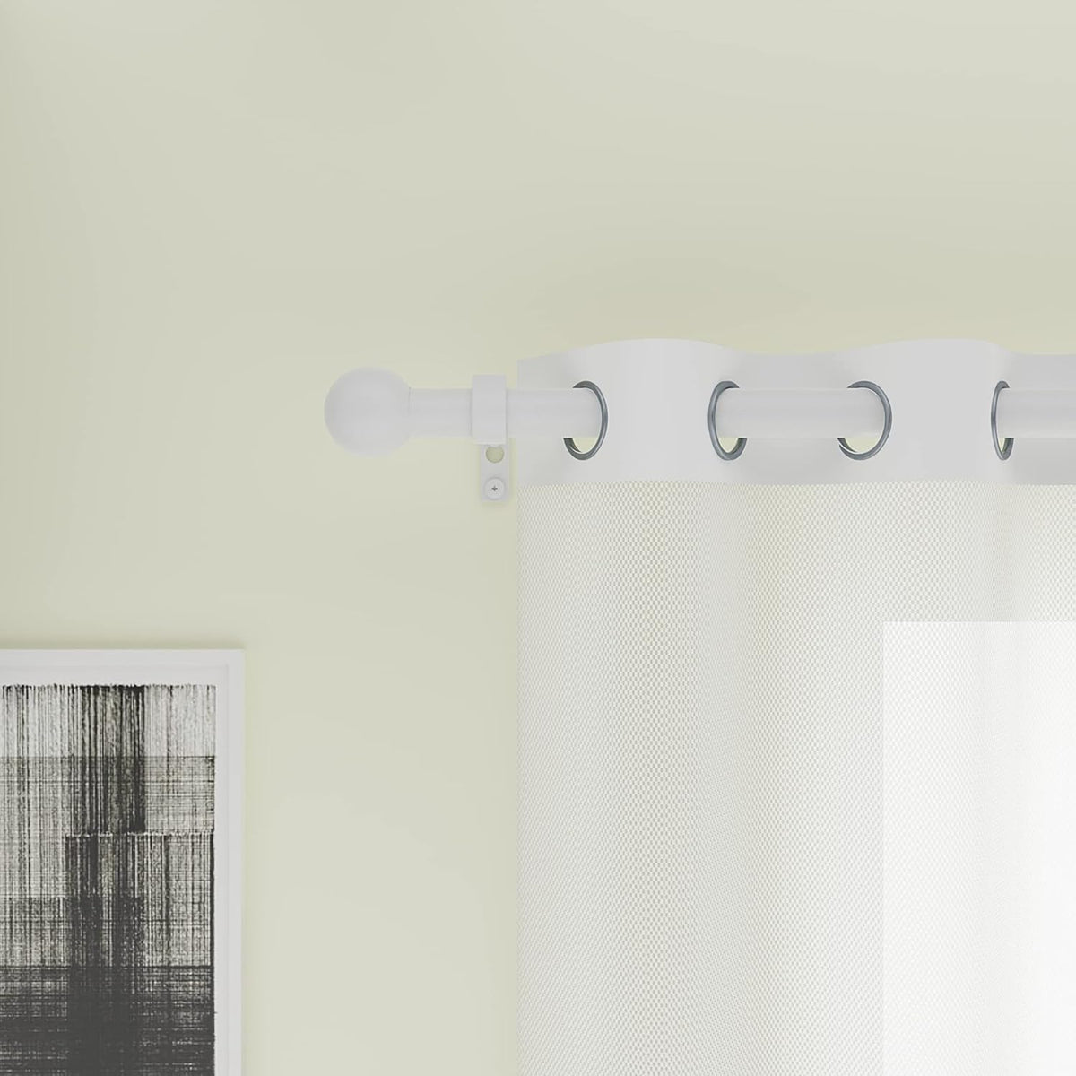 16/19mm Dia 120-210cm Extendable Curtain Pole Set, White, Ball Finials 48-84inch