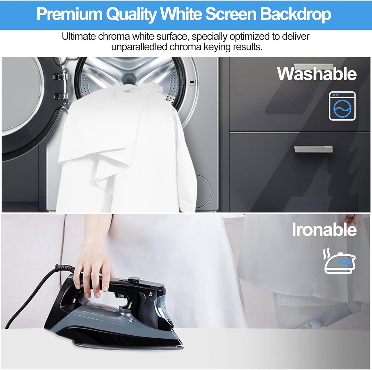 White Backdrop 1.5x2m with Adjustable 2x2m Frame Stand Kit for Studio EMART