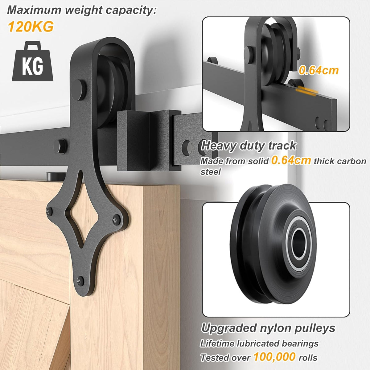 Sliding Barn Door Kit 7FT Heavy Duty Rhombic Black Track Without Door SANKEYTEW