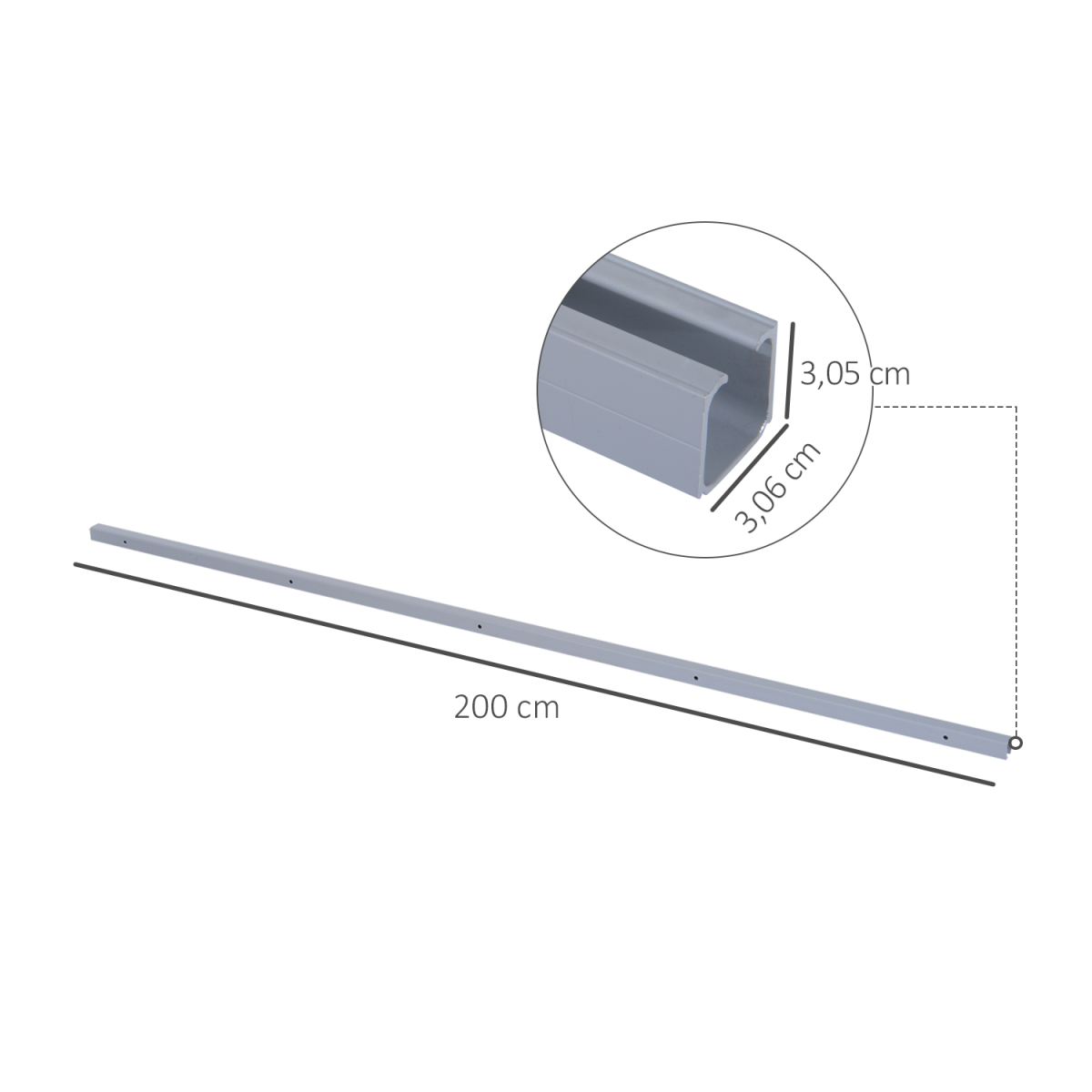 HOMCOM Sliding Barn Door Closet Hardware Track Kit for Slingle Door 6.5FT/2000mm