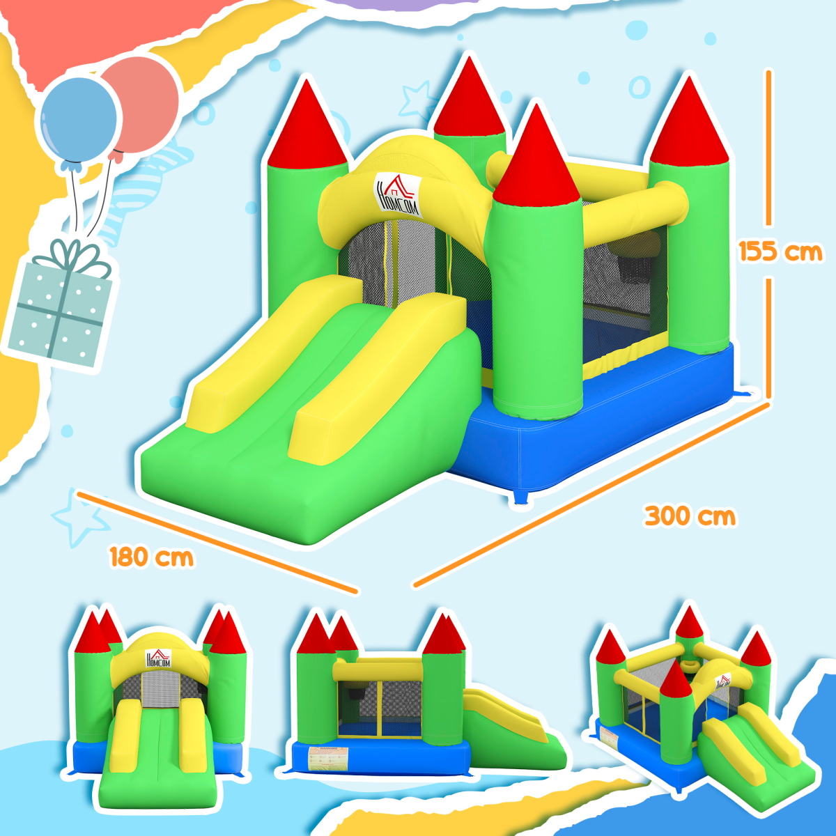 Premium Bouncy Castle with Slide - Durable Inflatable Jumper for Kids - HOMCOM