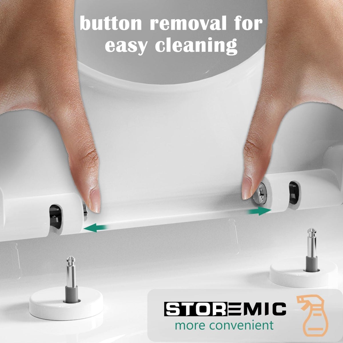 STOREMIC Soft Close Toilet Seat D Shape, White, Quick Release, PP Material