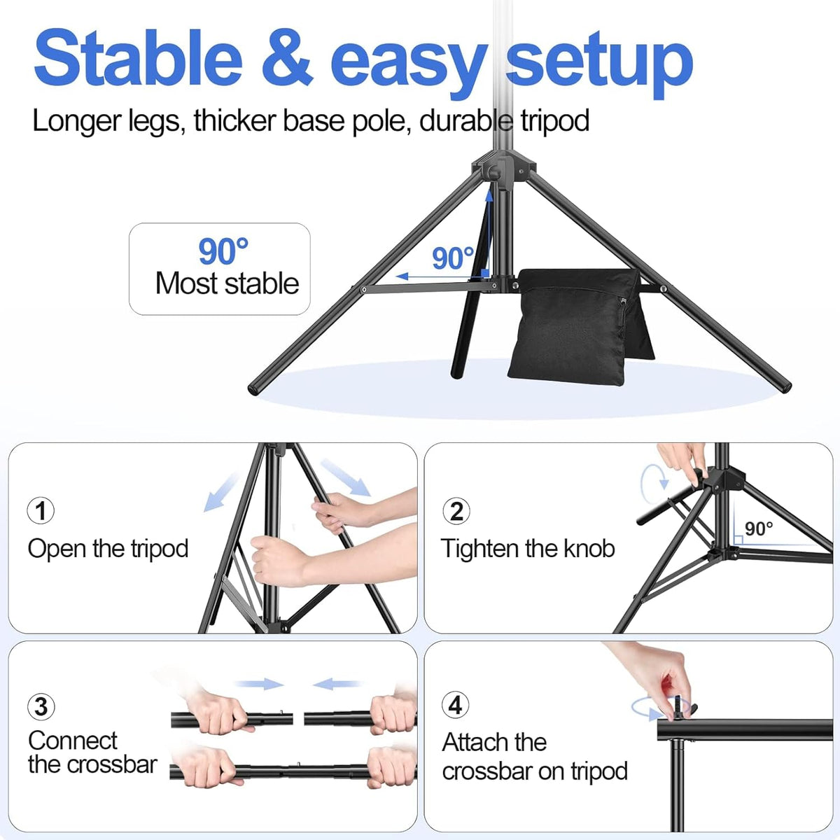 Backdrop Stand 3x2.4m Adjustable Photo Studio Support Kit with Bag EMART