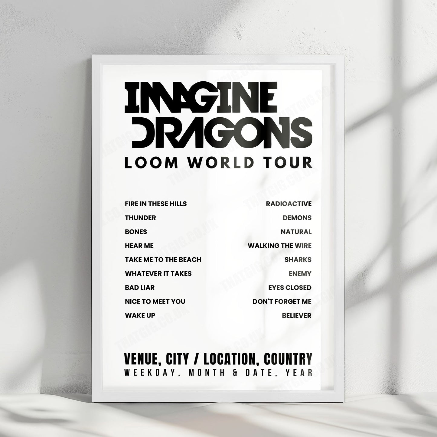 Imagine Dragons Setlist Poster - Dahls Arena, Trondheim - June 7th, 2025