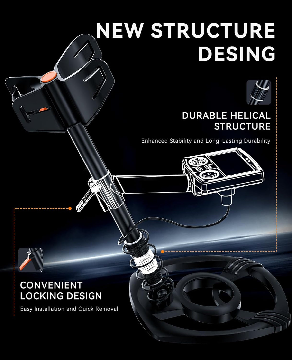 Professional Metal Detector Waterproof 30cm Coil Dual LCD SUNPOW