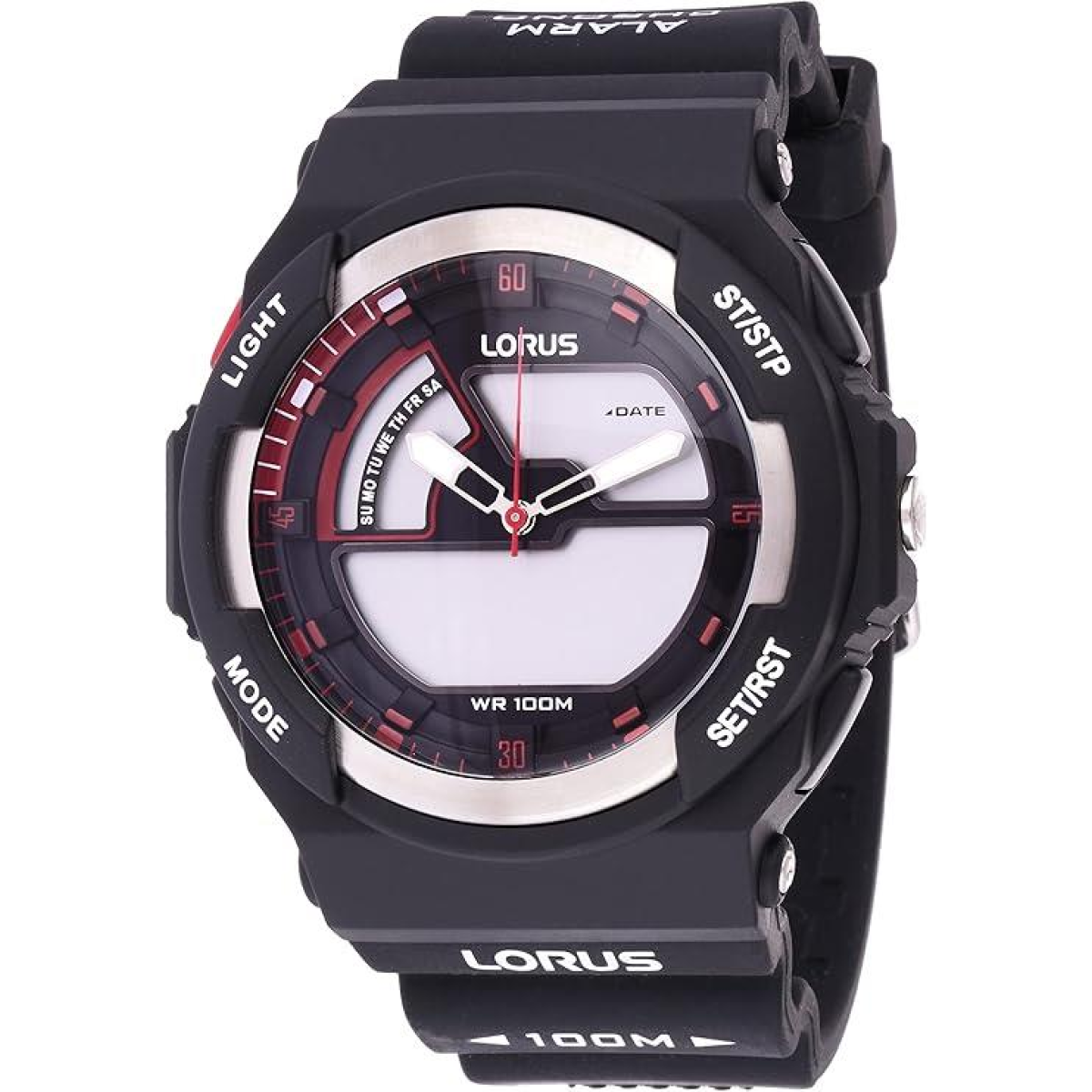Lorus Mens Sports Chronograph Analog/Digital Black Rubber Strap Watch R2321MX9 BRAND NEW BUT NEEDS BATTERY
