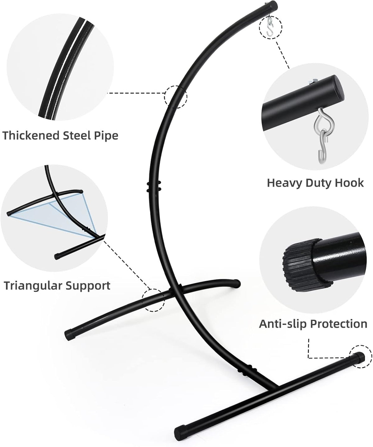 Hammock Chair Stand Only C Shape for Hanging Egg Swing Seat 350lbs GOUTIME