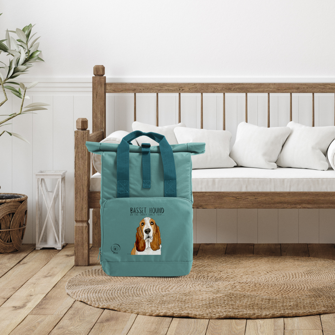 Basset Hound Roll-Top Backpack: Stylish, Sustainable, and Guilt-Trip Approved!