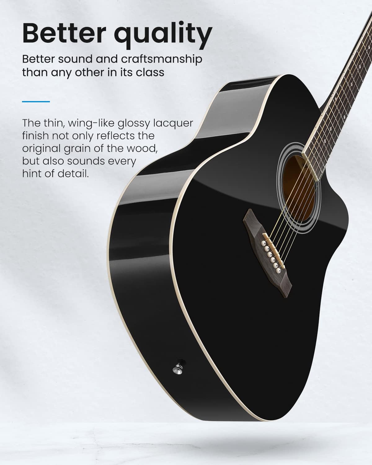 Acoustic Guitar Full Size 41 Inch Cutaway Starter Kit with Accessories Moukey