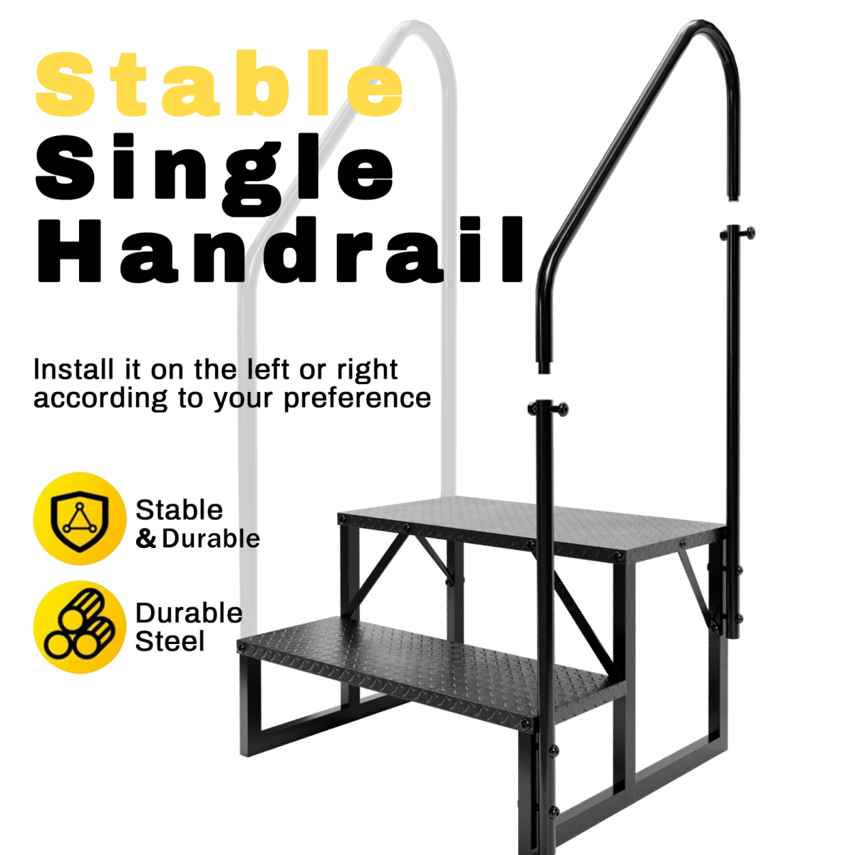 RV Step Stool, 2 Step Ladder, Hot Tub Steps with Handrail, Portable Pool Ladder, 660Lbs Heavy Duty Ladder Shelf Outdoor Mobile Home Stairs for Camper/Porch/SPA Pool/Pet Stairs