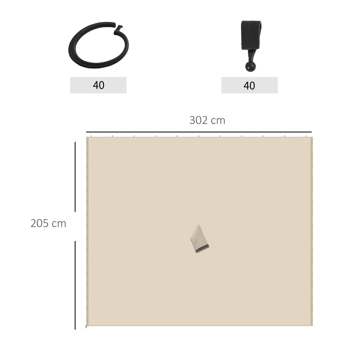 3 x 3(m) Universal Gazebo Replacement Sidewall Set w/ 4 Panels, Beige Outsunny