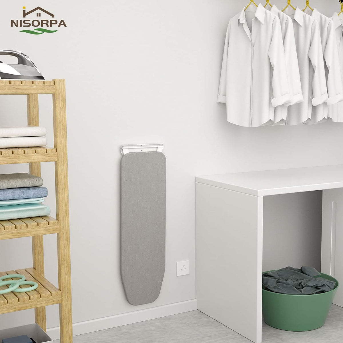 Wall Mounted Ironing Board Fold Down Heat Resistant Compact Space Saver Nisorpa