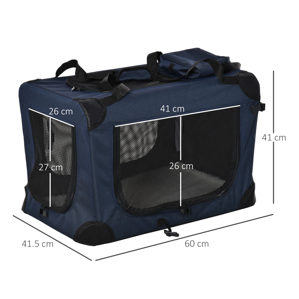 60cm Folding Pet Carrier Bag Soft Portable Cat Puppy Cage with Cushion Storage
