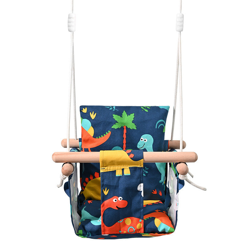 Cotton Linen Kids Hanging Chair - Portable Indoor Outdoor Swing